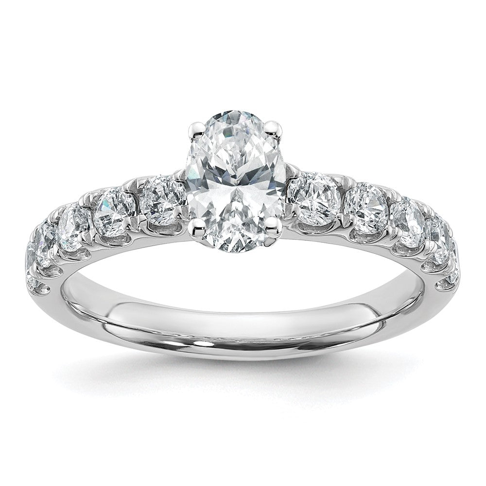 14k White Gold Cert 1 3/4ct Lab Grown Dia VS+ F+ Oval Comp Eng Ring