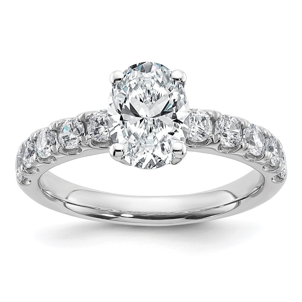 14k White Gold Cert 3 3/4ct Lab Grown Diamond VS+ F+ Oval Comp Eng Ring
