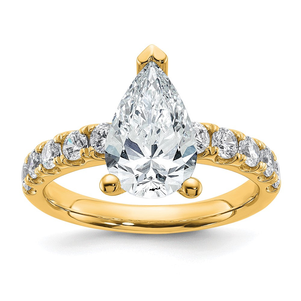 14k 2 3/4ct Cert Lab Grown Diamond VS+ F+ Pear Comp Eng Ring