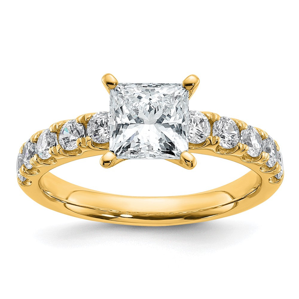 14k Cert 2 1/5ct Lab Grown Diamond VS+ F+ Princess Comp Eng Ring