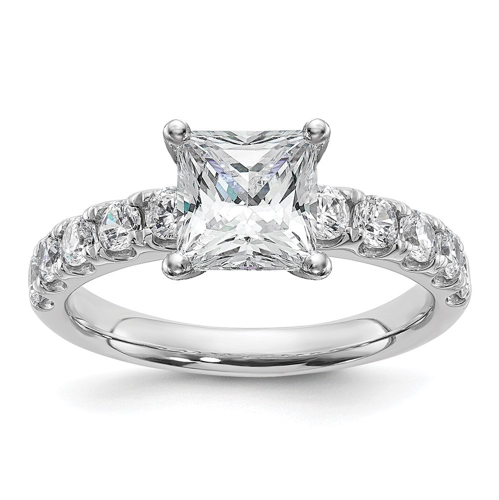 14k White Gold Cert 3 3/4ct Lab Grown Dia VS+ F+ Princess Comp Eng Ring