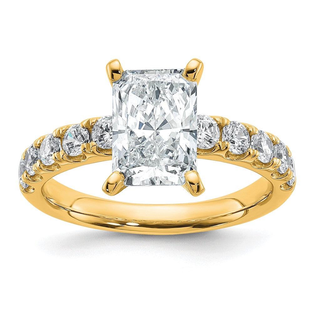 14k 3 3/4ct Certified Lab Grown Diamond VS+ F+ Radiant Comp Eng Ring
