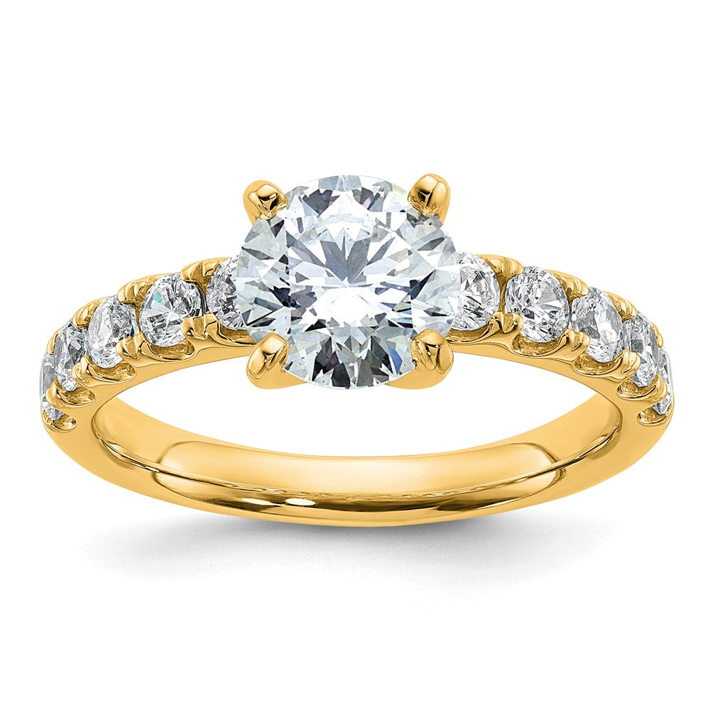 14k Cert 2 1/5ct Lab Grown Diamond VS+ F+ Round Comp Eng Ring