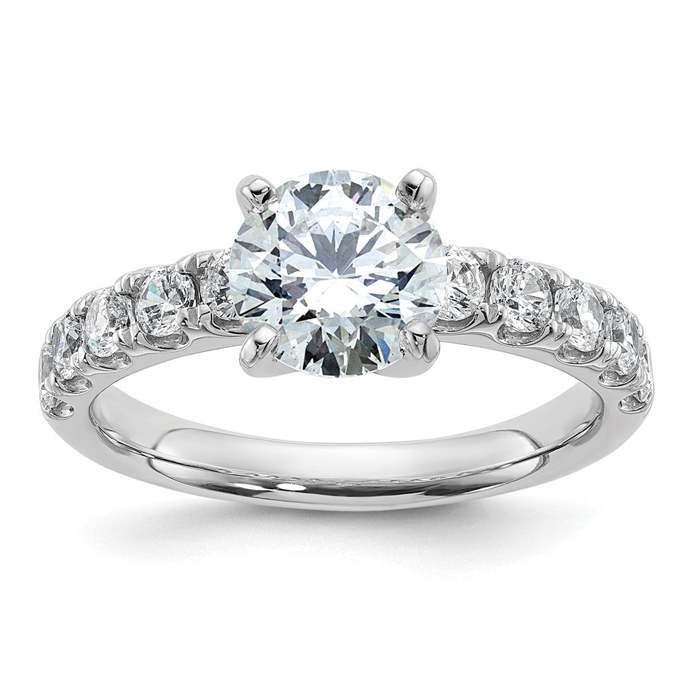 14k White Gold Cert 2 1/5ct Lab Grown Diamond VS+ F+ Round Comp Eng Ring