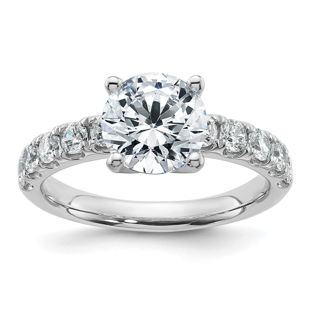 14k White Gold Cert 3 3/4ct Lab Grown Diamond VS+ F+ Round Comp Eng Ring