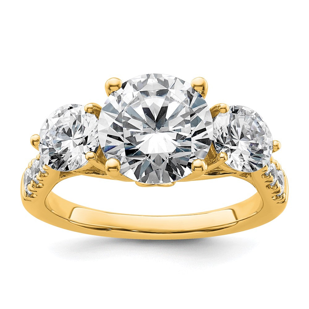 14k 4ct Lab Grown Diamond VS+ F+ Round Comp 3 Stone Eng Ring