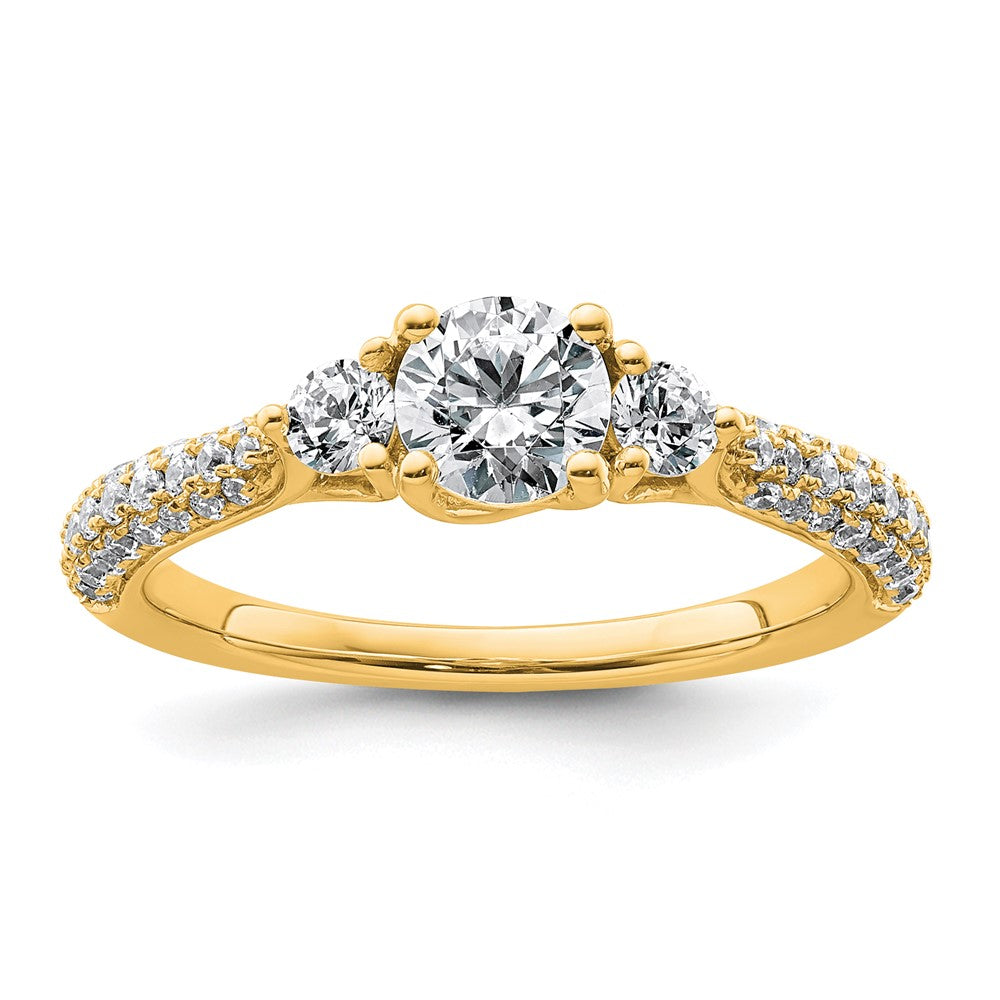 14k 1/2ct Lab Grown Diamond VS+ F+ S/M Round 3 Stone Engagement Ring