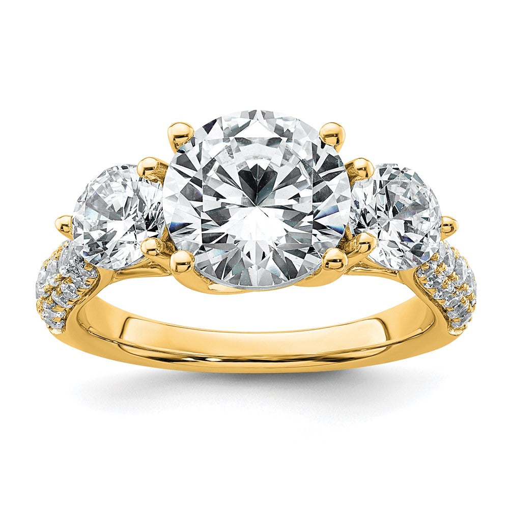 14k 3 7/8ct Cert Lab Grown Diamond VS+ F+ Comp Round 3 Stone Eng Ring
