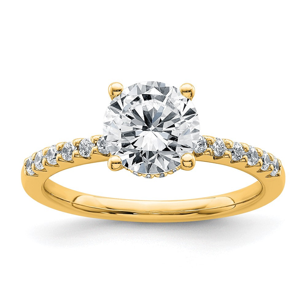 14k 1 3/4ct Lab Grown Diamond VS+ F+ Round Complete Eng Ring