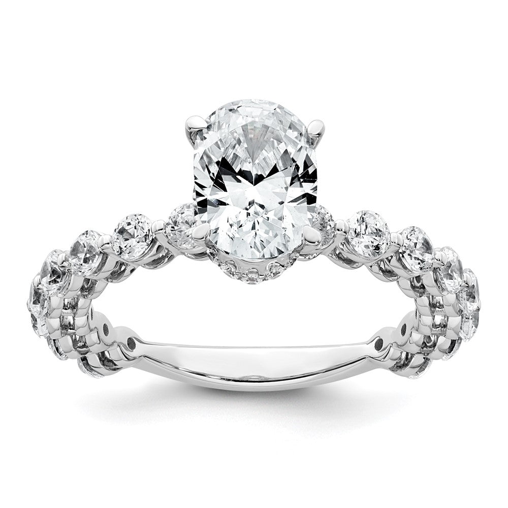 14k White Gold 2 5/8ct Cert Lab Grown Diamond VS+ F+ Oval Comp Eng Ring