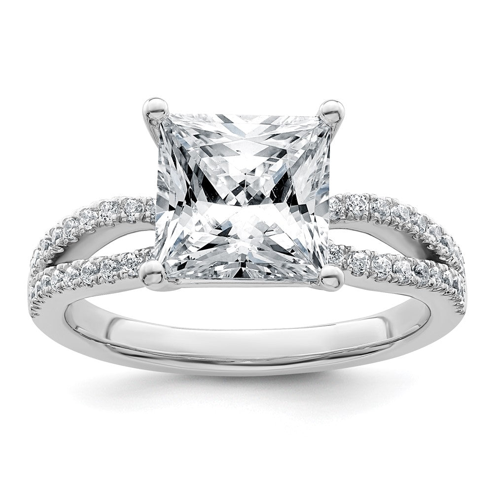 14kw 2 3/4 carat Lab Grown Diamond VS+ F+ Princess Semi-mnt Eng Ring
