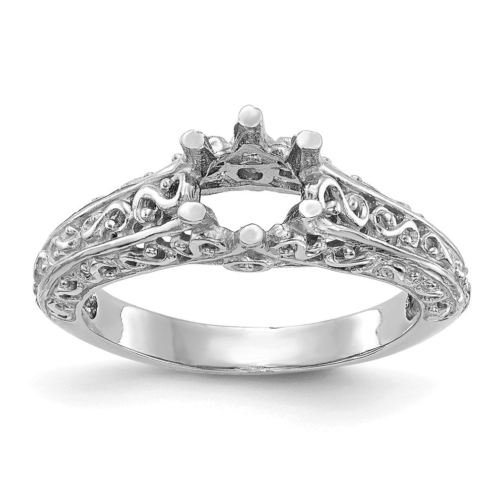 14k White Gold Round Solitaire 5/8 ct Center Engagement Ring Mounting