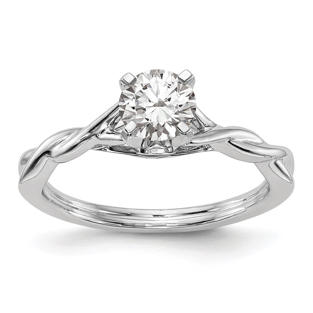 14k White Gold Twist Solitaire Peg Set Engagement Ring Mounting