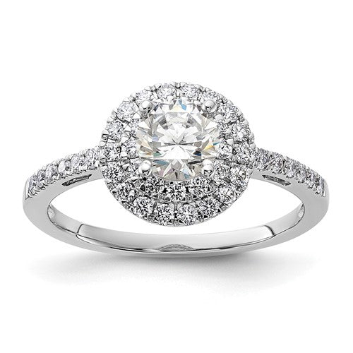 14K White Gold Halo Cluster 1/2 carat Diamond Complete Engagement Ring