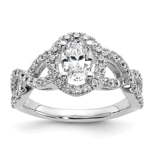 14k Two-tone By-Pass Peg Set 3/8 carat Diamond Semi-mount Engagement Ring
