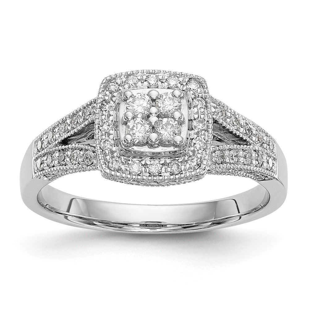 14kw 1/2ct Lab Grown Diamond VS/SI+ G+ Complete Cluster Eng Ring
