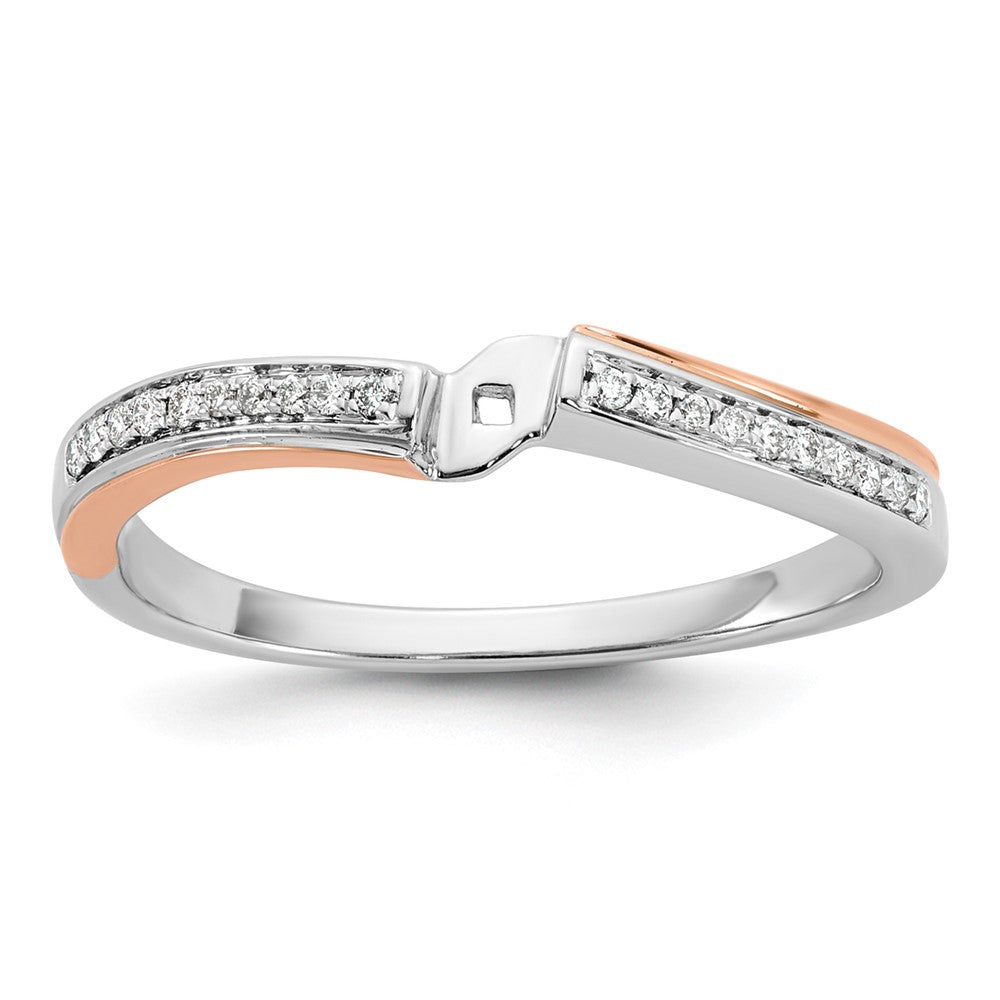 14k Two-tone 1/10 ct Lab Grown Dia VS/SI+ G+ Semi Mount Peg Set Eng Ring