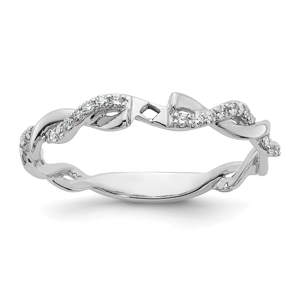 14kw 1/10 ct Lab Grown Dia VS/SI+ G+ Semi Peg Set Criss Cross Eng Ring