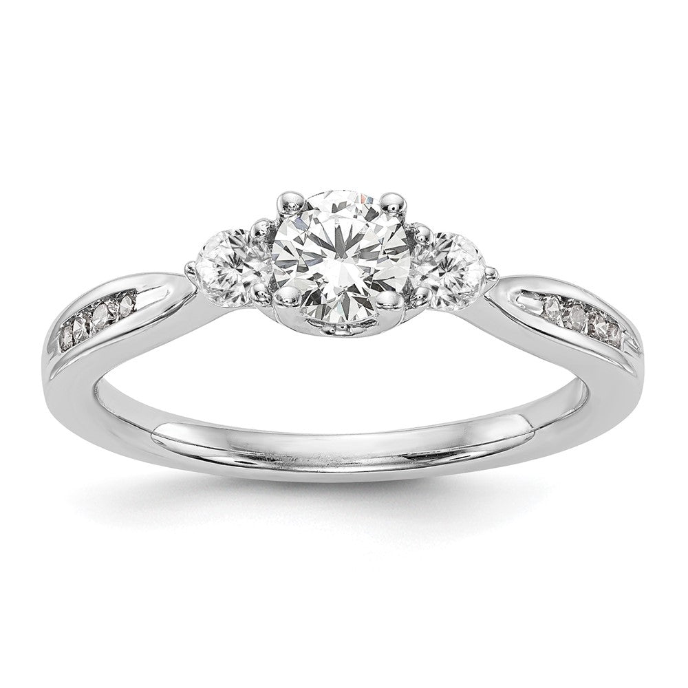 14k White Gold 5/8 ct Lab Grown Diamond VS/SI+ G+ 3 Stone Comp Eng Ring