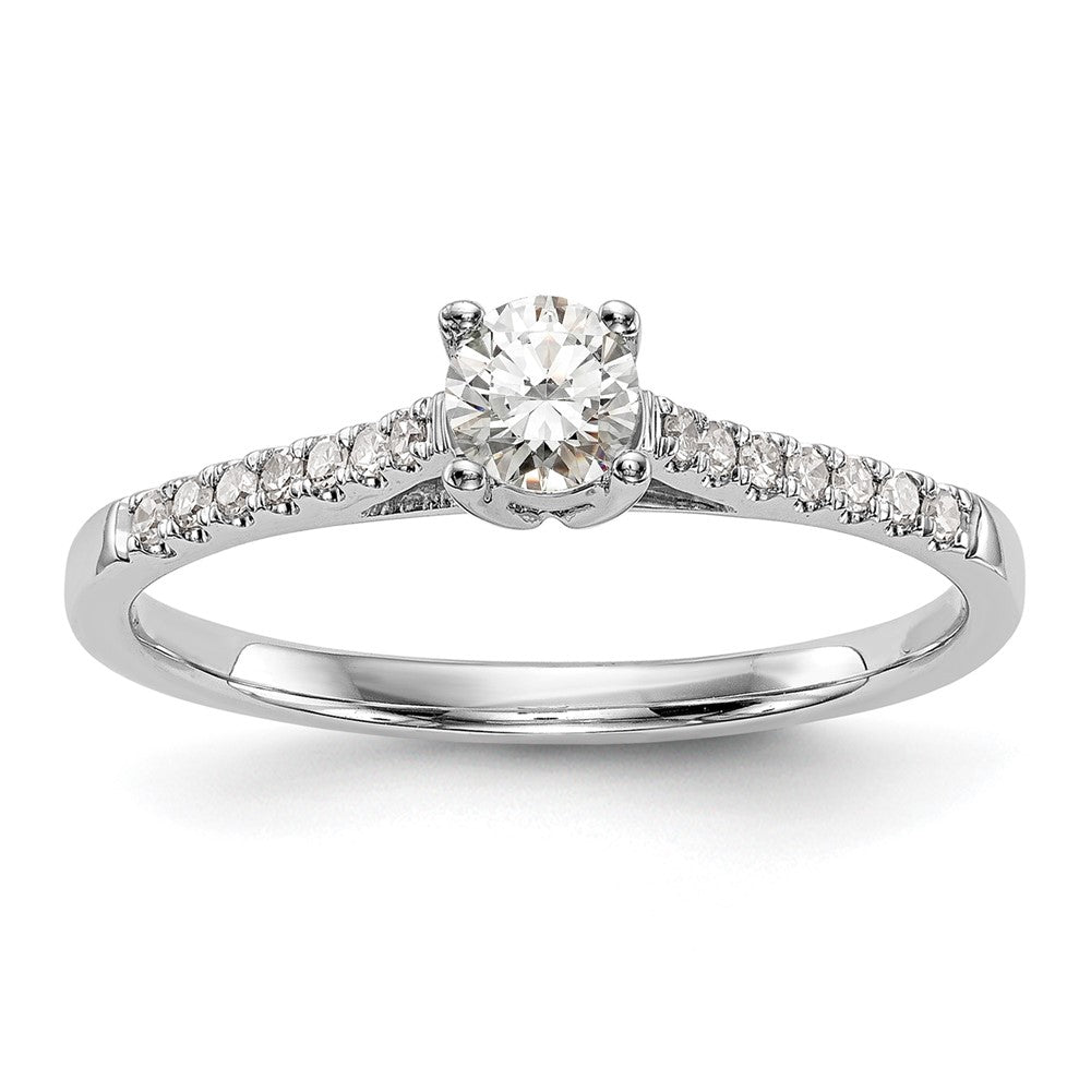 14k White Gold 1/5ct Lab Grown Diamond VS/SI+ G+ Comp Petite Eng Ring