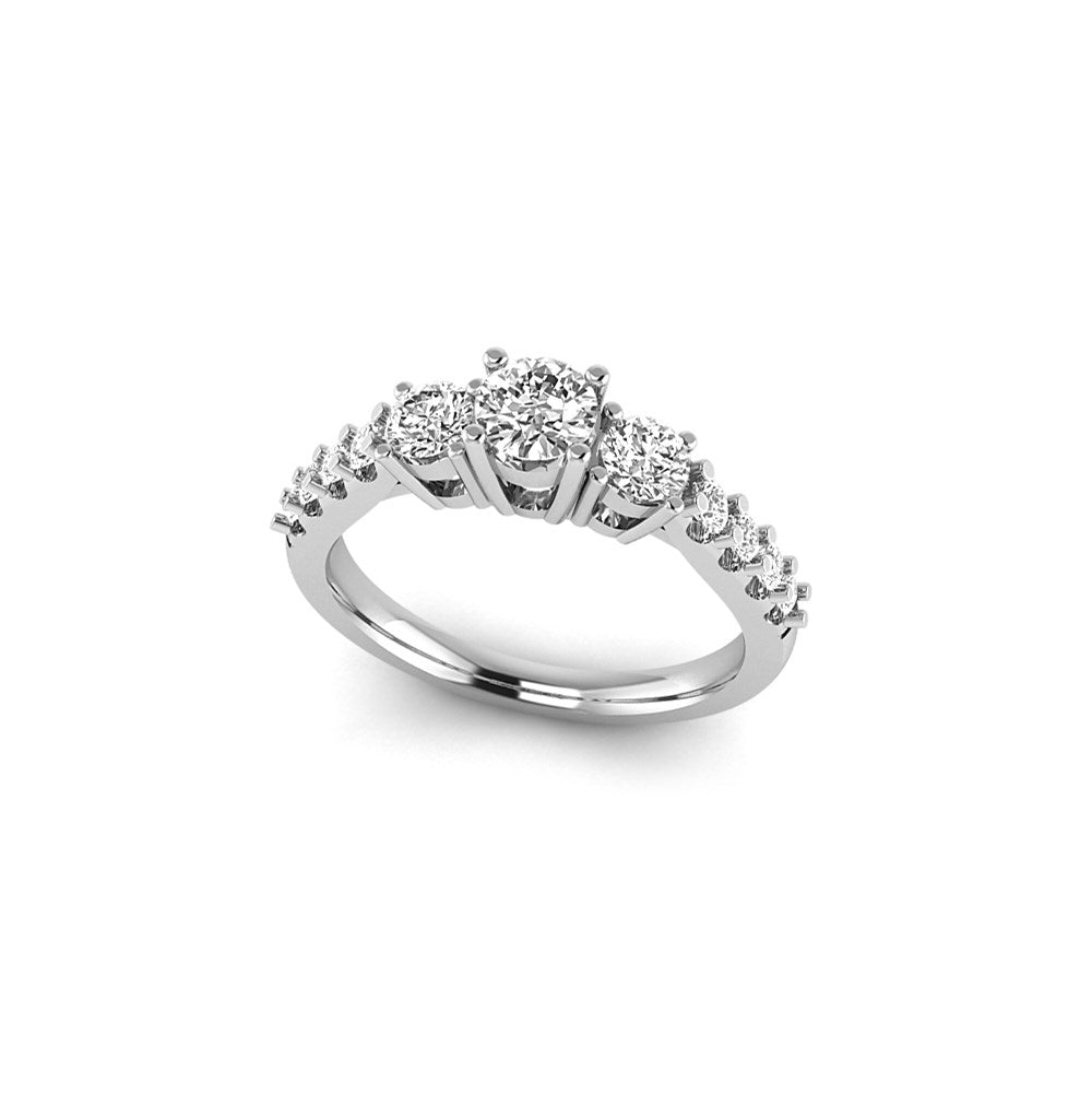 14kr 7/8ct Lab Grown Dia VS/SI+ G+ 5/8ct Round Semi 3 Stone Eng Ring