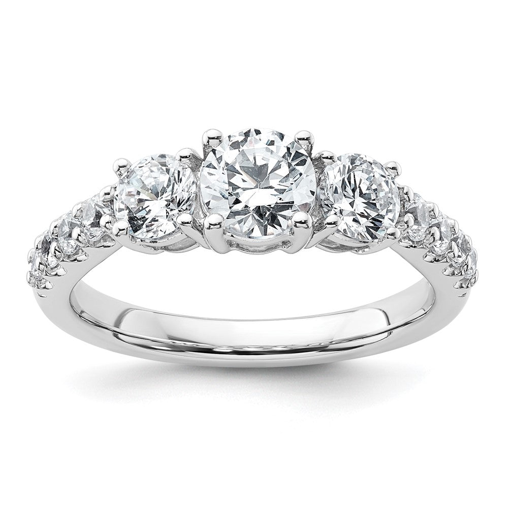 14kw 1 1/2ct Lab Grown Diamond VS+ F+ Round Comp 3 Stone Eng Ring