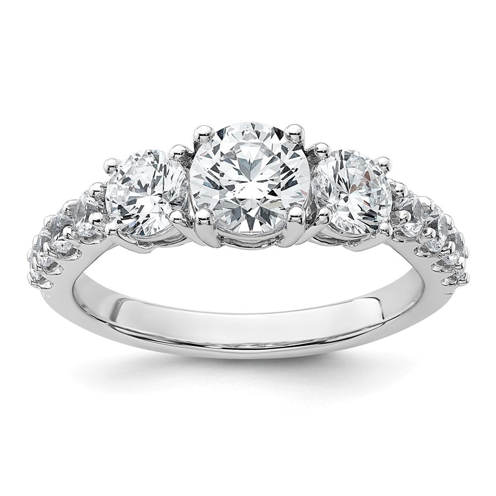 14kw 2ct Lab Grown Diamond VS/SI+ G+ Round Comp 3 Stone Eng Ring