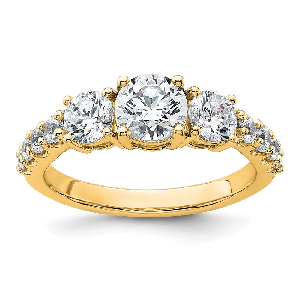 14k 2ct Lab Grown Diamond VS+ F+ Round Comp 3 Stone Eng Ring