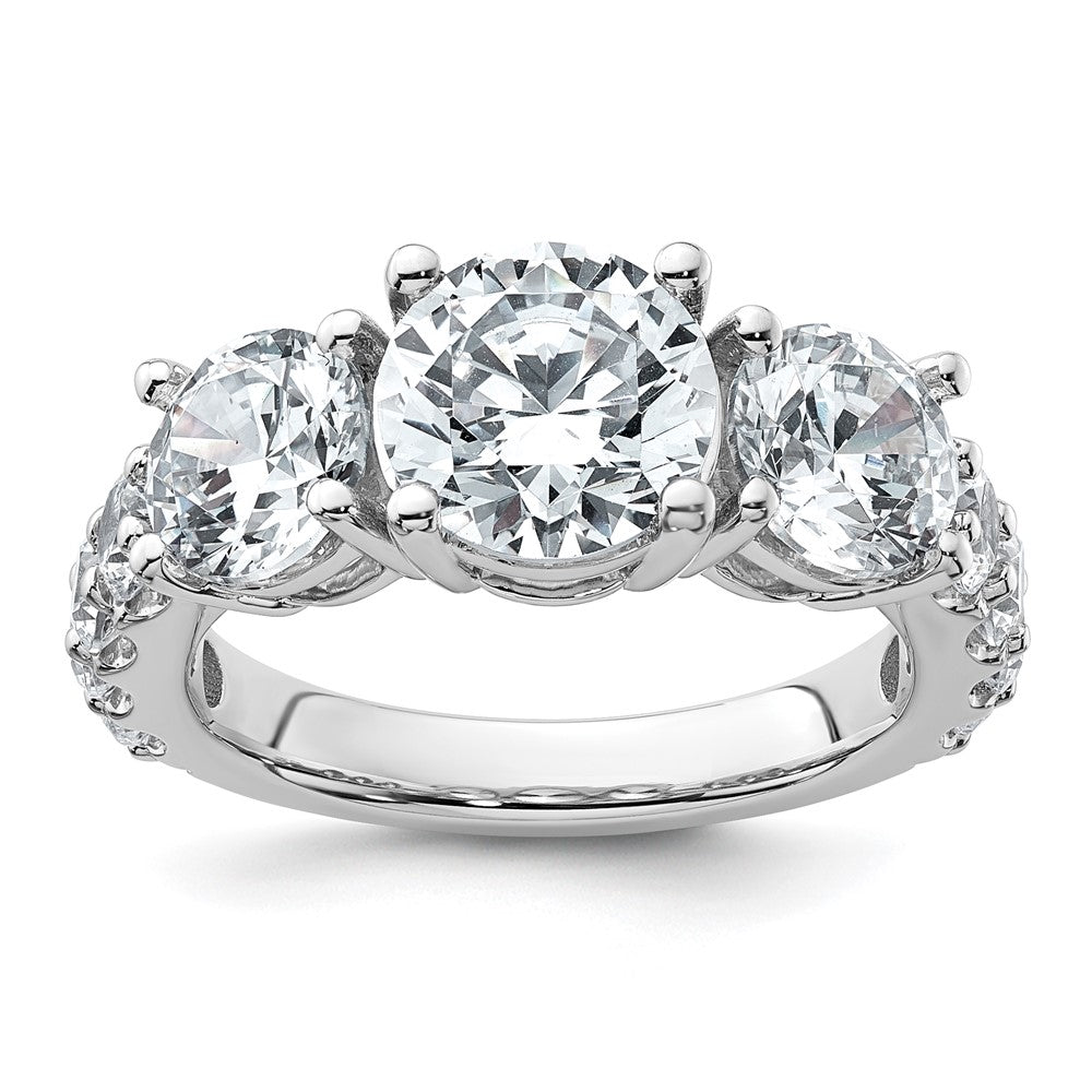 14kw 5ct Cert Lab Grown Diamond VS+ F+ Round Comp 3 Stone Eng Ring