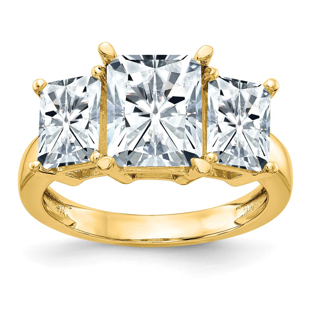 14K Octagon Radiant 3-Stone Engagement Ring Mounting