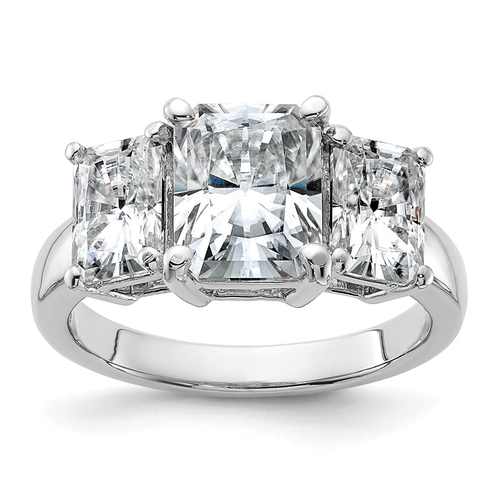 14kw 2 1/2ct Lab Grown Dia VS+ F+ 2ct Radiant Semi 3 Stone Eng Ring