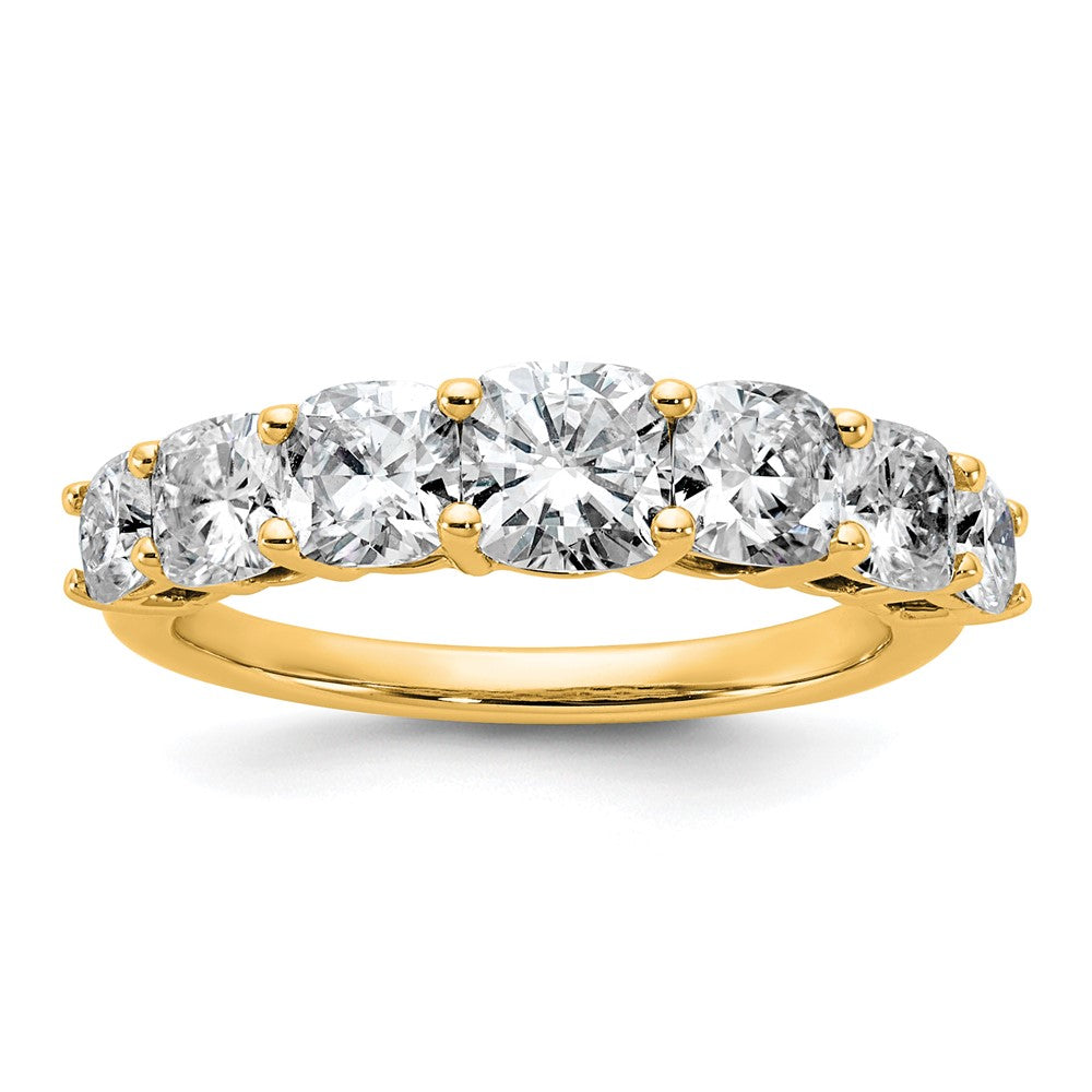 14k 2 3/8ct Lab Grown Diamond VS+ F+ Cushion Comp 7 Stone Band