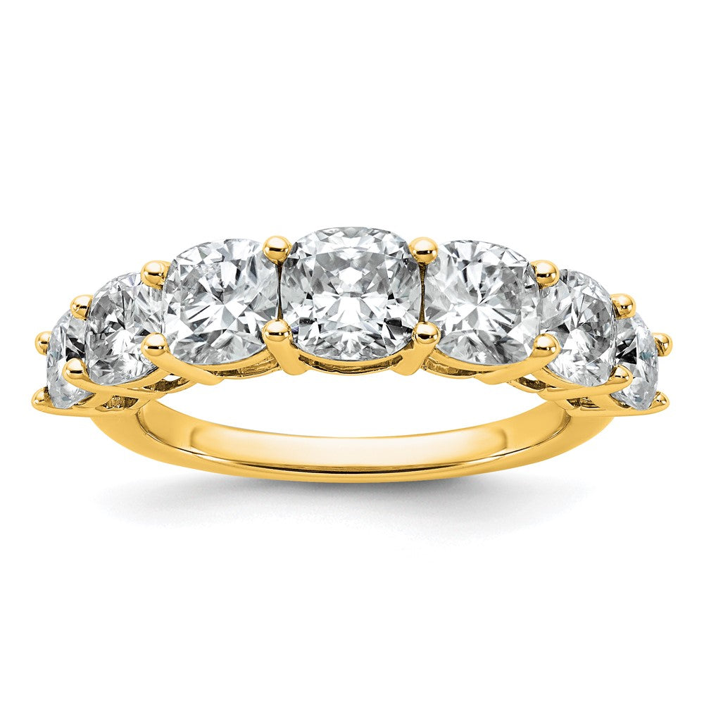 14k 3 1/3ct Lab Grown Diamond VS+ F+ Cushion Comp 7 Stone Band