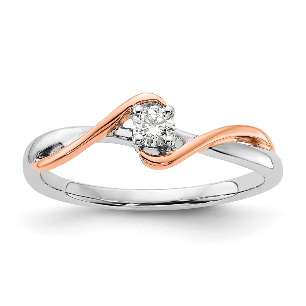 14k Two-tone 1/8ct Lab Grown Diamond VS/SI+ G+ Comp Petite Eng Ring