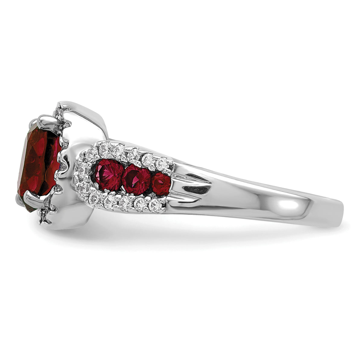 10K White Gold Lab Grown VS/SI FGH Dia and Oval Created Ruby Ring