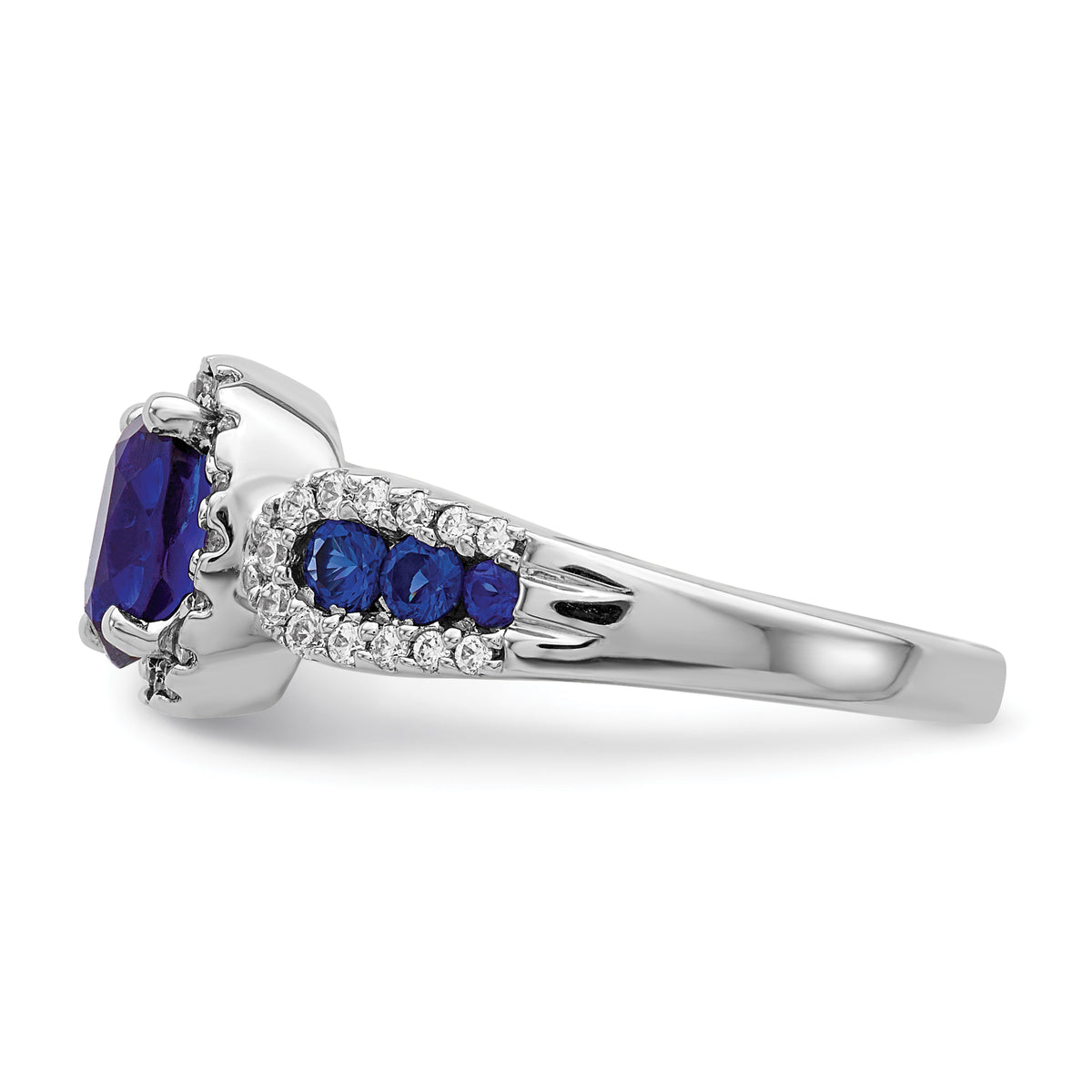 10K White Gold Lab Grown VS/SI FGH Dia and Oval Created Sapphire Ring