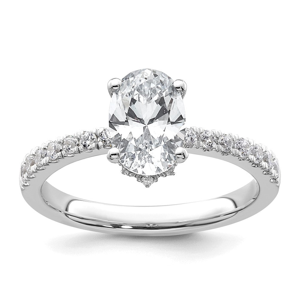 14kw 1 1/2ct Cert Lab Grown Diamond VS+ F+ Oval Complete Solitaire Eng Ring