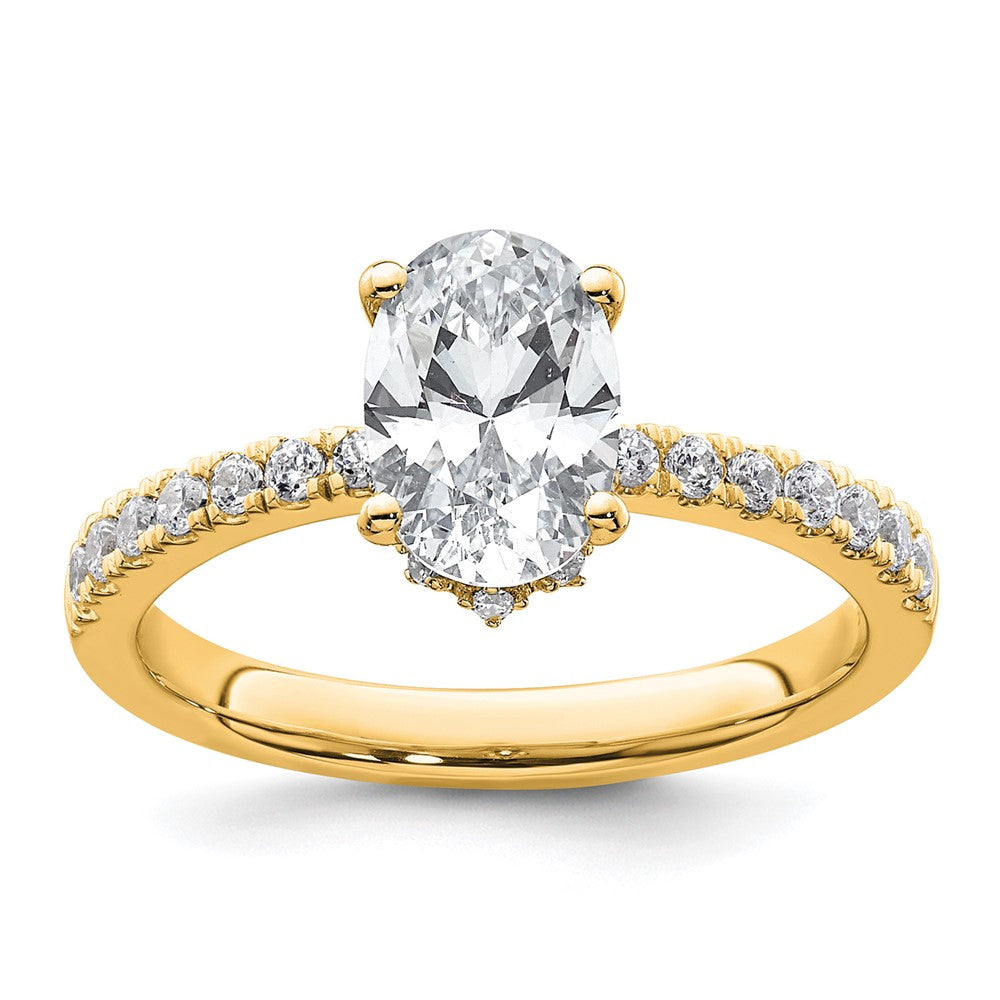 14k 1 1/2ct Lab Grown Diamond VS/SI+ G+ Oval Complete Solitaire Eng Ring