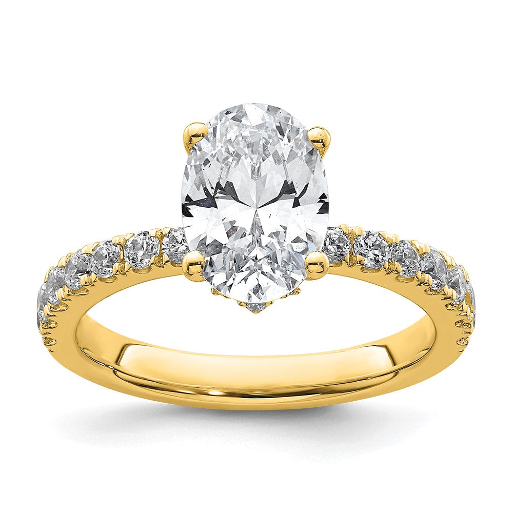 14k 1/4ct Lab Grown Diamond VS/SI+ G+ 2ct Oval Semi Solitaire Eng Ring