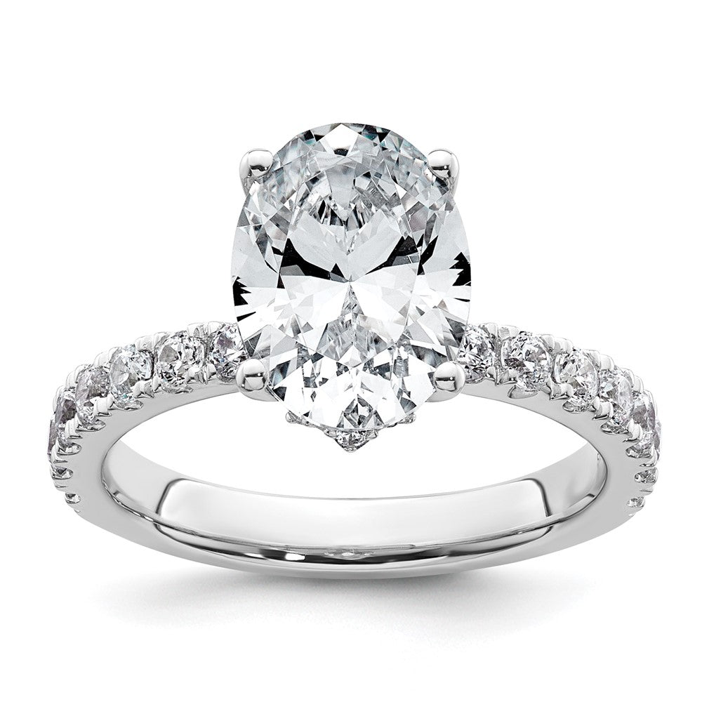 14kw 3 1/5ct Lab Grown Diamond VS/SI+ G+ Oval Complete Solitaire Eng Ring