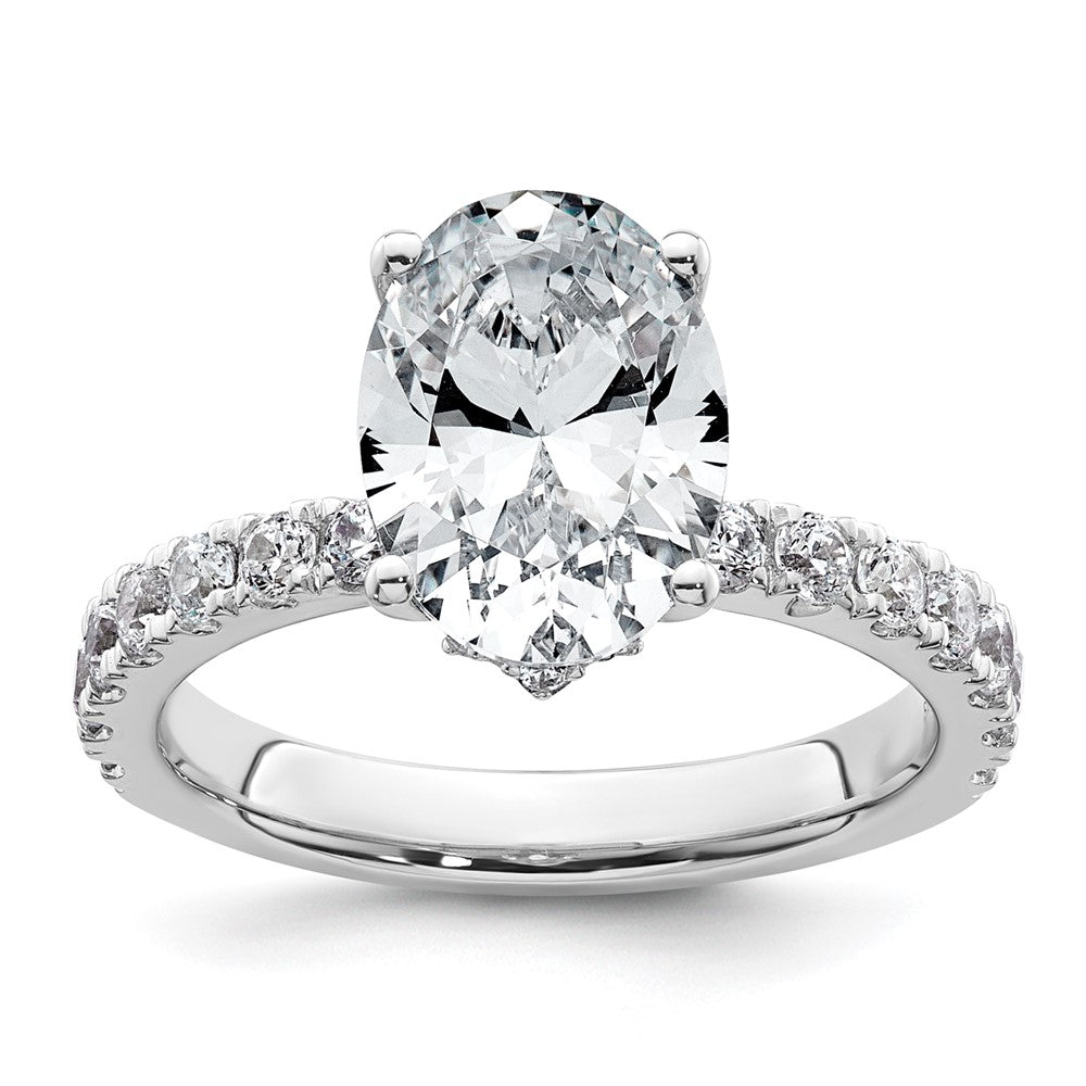 14kw 3 1/5ct Cert Lab Grown Diamond VS+ F+ Oval Complete Solitaire Eng Ring