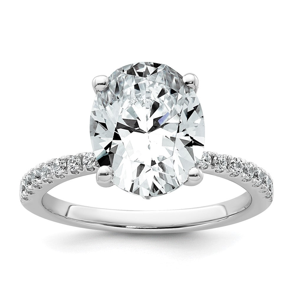 14kw 3 1/4ct Cert Lab Grown Diamond VS+ F+ Oval Complete Solitaire Eng Ring