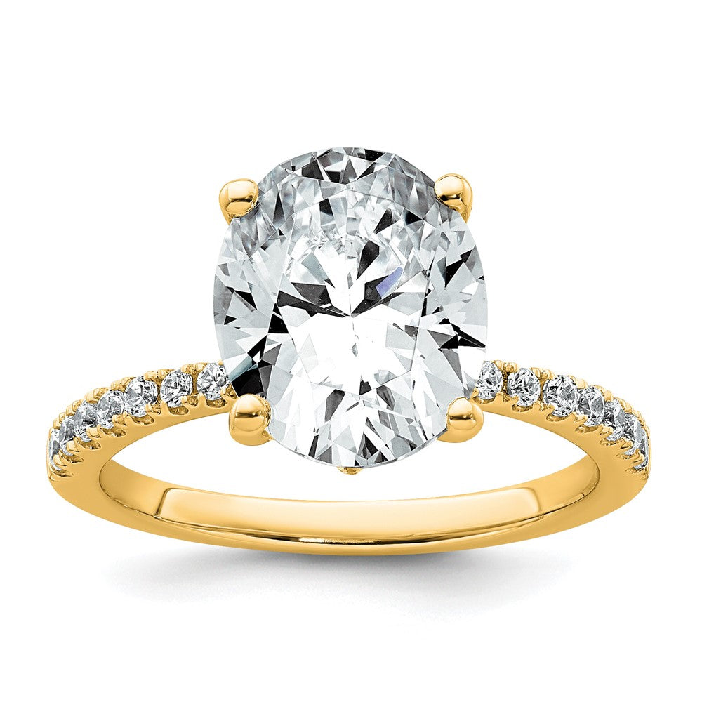 14k 3 1/4ct Cert Lab Grown Diamond VS+ F+ Oval Complete Solitaire Eng Ring