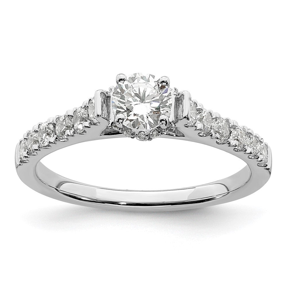 14k White Gold 7/8ct Lab Grown Diamond VS/SI+ G+ Comp Petite Eng Ring