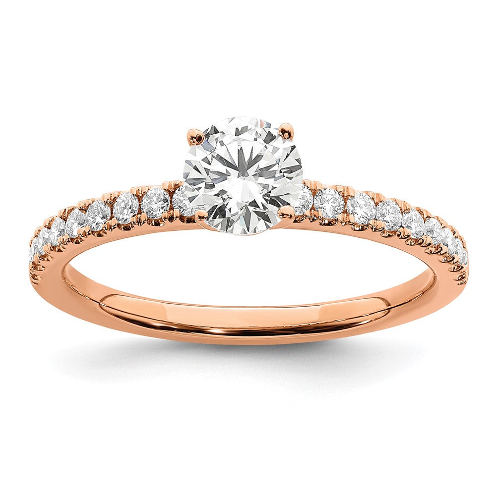 14k Rose Gold 3/4 ct Lab Grown Diamond VS/SI+ G+ Semi Round Eng Ring