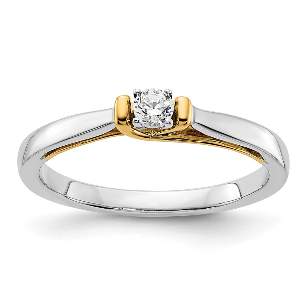 14k Two-tone 1/8ct Lab Grown Diamond VS/SI+ G+ Comp Petite Eng Ring