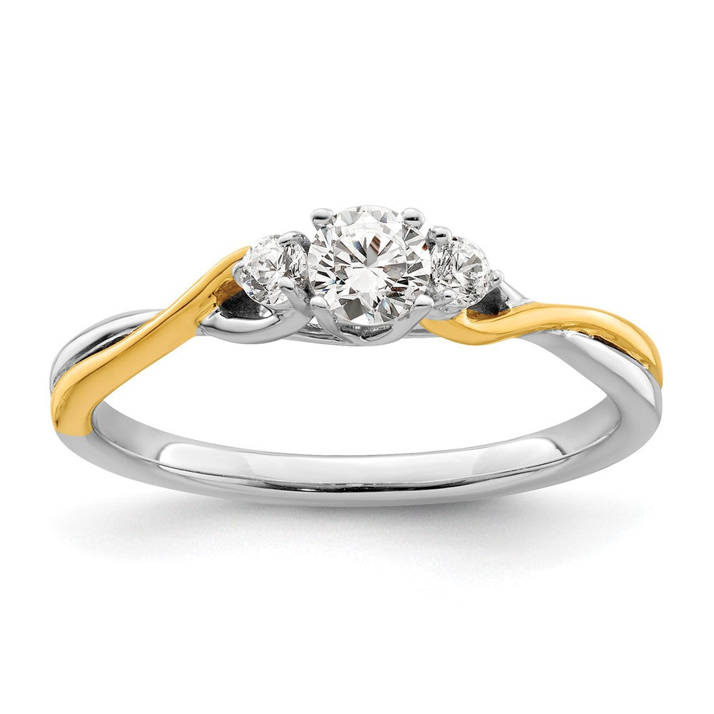 14k Two-tone 1/3ct Lab Grown Diamond VS/SI+ G+ Comp Petite Eng Ring