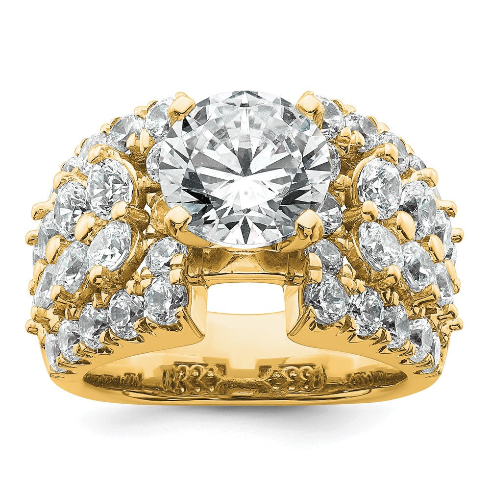 14k 3 3/8ct Lab Grown Diamond VS/SI+ G+ 3ct Round Center Semi Eng Ring