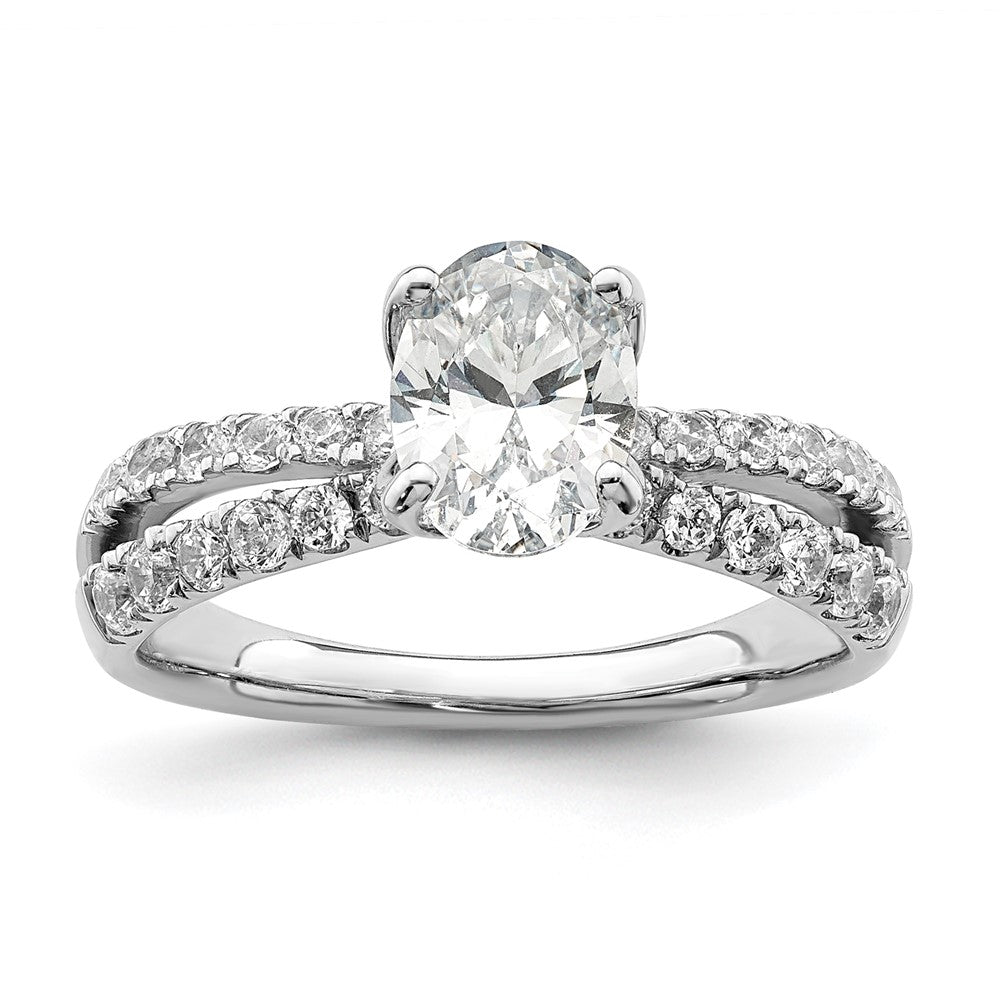 14k White Gold 5/8ct Lab Grown Diamond VS+ F+ 2 ct Oval Semi Eng Ring