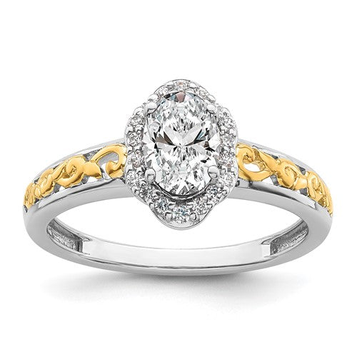 14K White Gold Halo Plus (Holds 1/2 carat (5.2mm) Round Center) 5/8 carat Diamond Semi-Mount Engagement Ring
